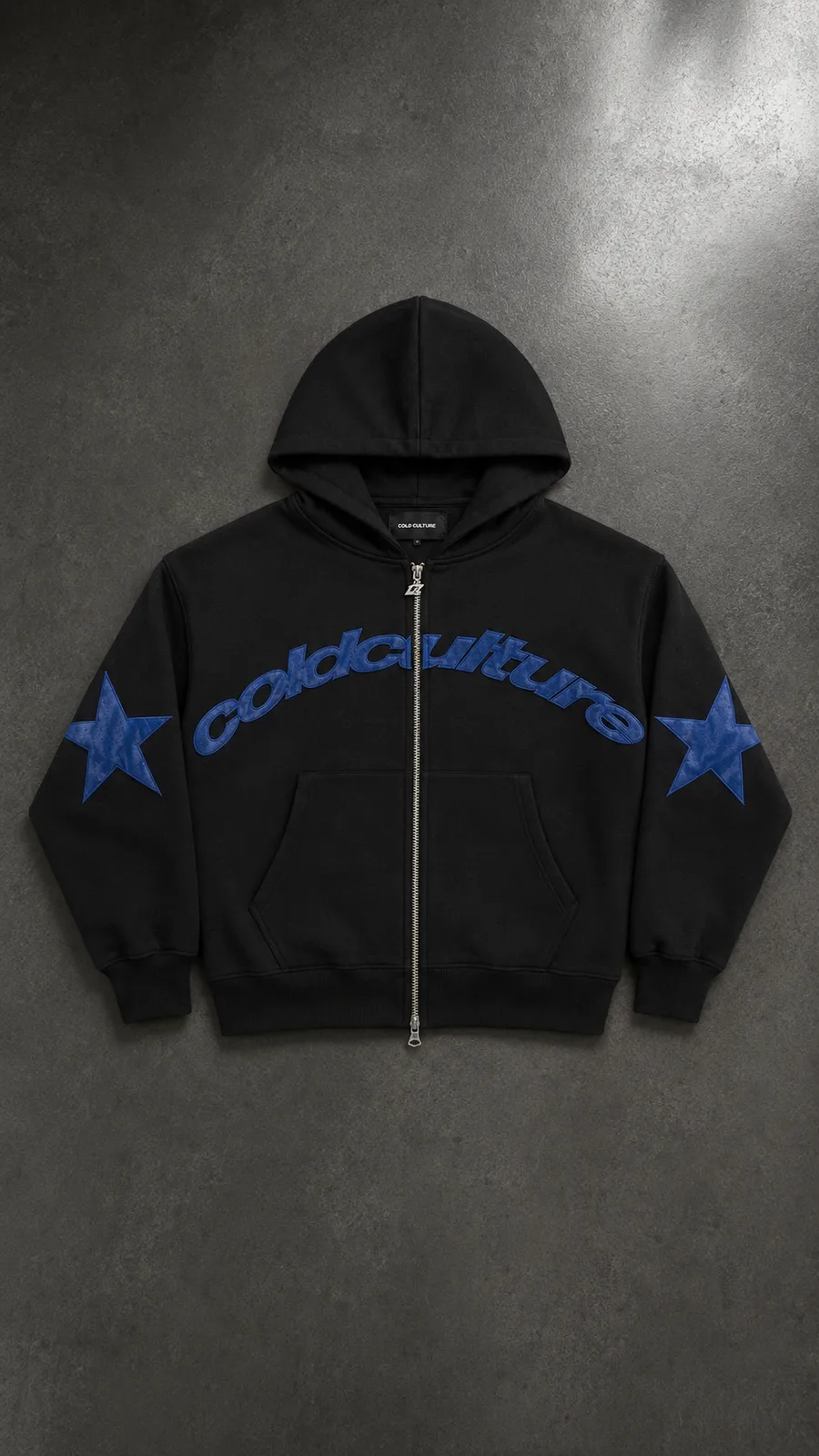 Cold Culture Star Curved Zip Hoodie Black